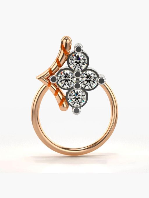 Valanova Hallmarked 18K Rose Gold and Certified Lab Grown Diamond 0.09cts Nose Ring (M)