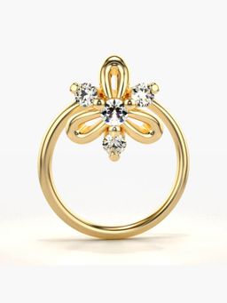 Valanova - Hallmarked 14K Yellow Gold and Certified Lab Grown Diamond 0.04cts Nose Ring (M)