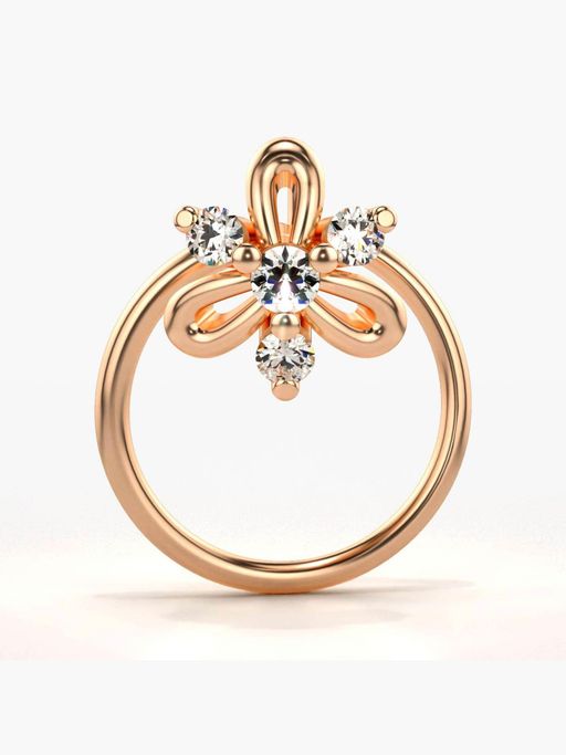 Valanova Hallmarked 18K Rose Gold and Certified Lab Grown Diamond 0.04cts Nose Ring (M)