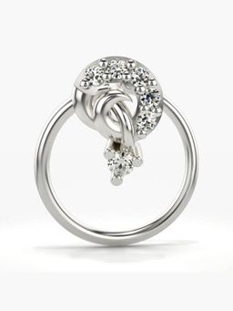 Valanova - Hallmarked 18K White Gold and Certified Lab Grown Diamond 0.04cts Nose Ring (M)