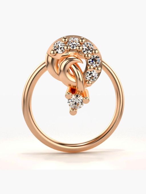Valanova Hallmarked 18K Rose Gold and Certified Lab Grown Diamond 0.04cts Nose Ring (M)