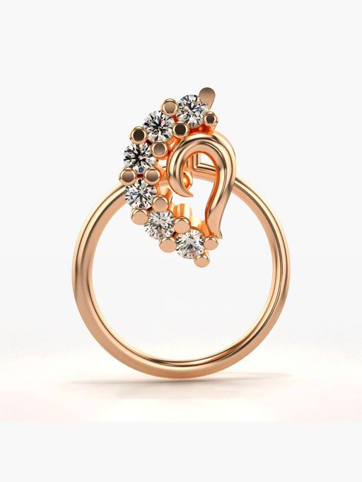 Valanova Hallmarked 18K Rose Gold and Certified Lab Grown Diamond 0.04cts Nose Ring (M)
