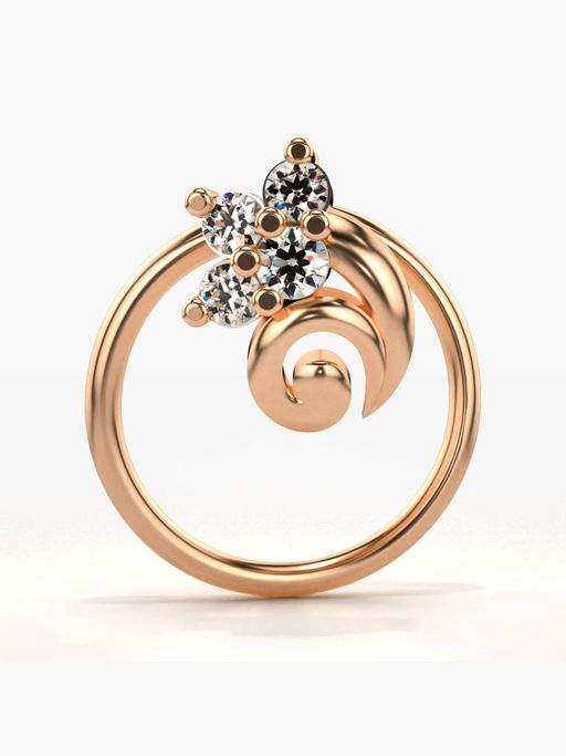Valanova Hallmarked 18K Rose Gold and Certified Lab Grown Diamond 0.04cts Nose Ring (M)