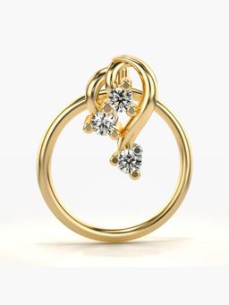 Valanova - Hallmarked 14K Yellow Gold and Certified Lab Grown Diamond 0.03cts Nose Ring (M)
