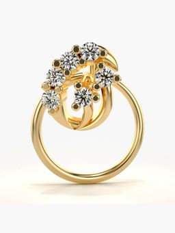 Valanova - Hallmarked 14K Yellow Gold and Certified Lab Grown Diamond 0.07cts Nose Ring (M)