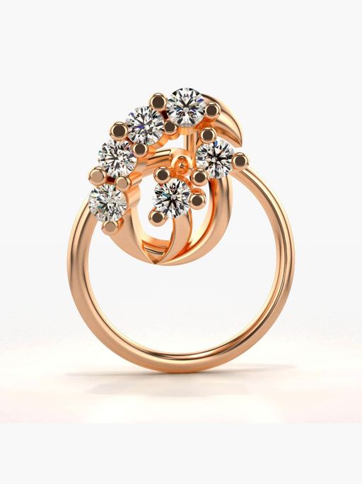 Valanova Hallmarked 18K Rose Gold and Certified Lab Grown Diamond 0.07cts Nose Ring (M)