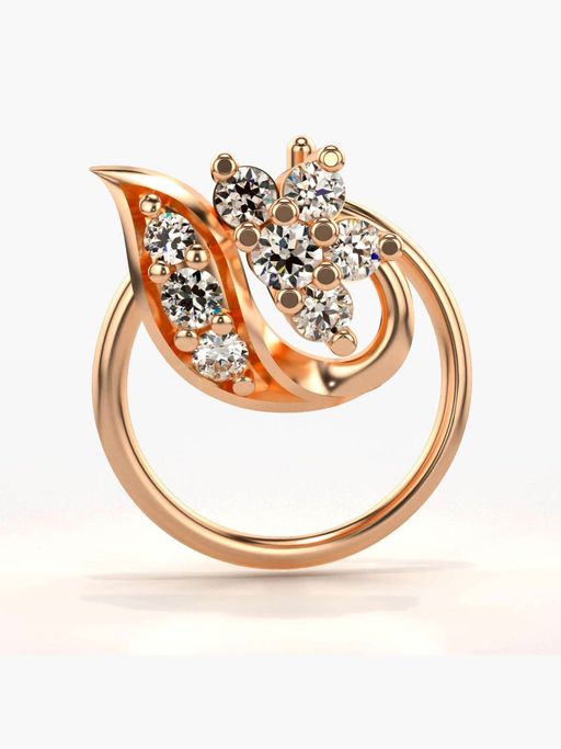 Valanova Hallmarked 18K Rose Gold and Certified Lab Grown Diamond 0.07cts Nose Ring (M)