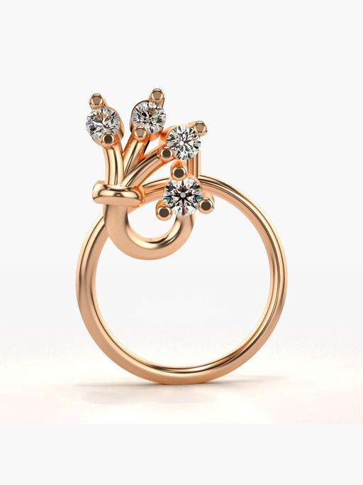 Valanova Hallmarked 18K Rose Gold and Certified Lab Grown Diamond 0.04cts Nose Ring (M)