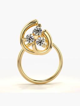 Valanova - Hallmarked 14K Yellow Gold and Certified Lab Grown Diamond 0.06cts Nose Ring (M)