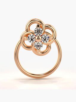 Valanova - Hallmarked 14K Rose Gold and Certified Lab Grown Diamond 0.06cts Nose Ring (M)