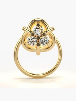 Valanova - Hallmarked 18K Yellow Gold and Certified Lab Grown Diamond 0.06cts Nose Ring (M)