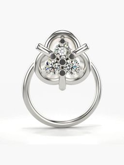 Valanova - Hallmarked 14K White Gold and Certified Lab Grown Diamond 0.06cts Nose Ring (M)