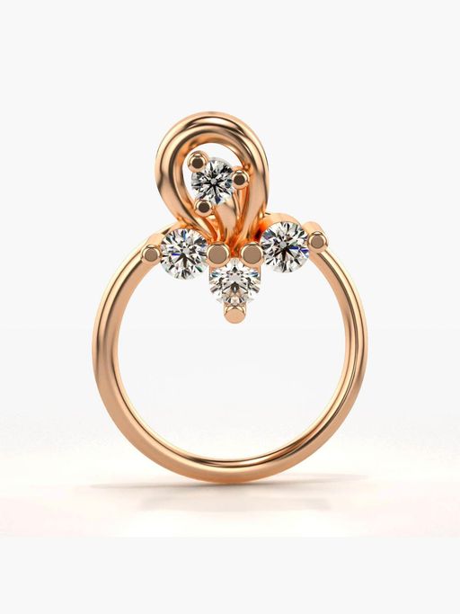 Valanova Hallmarked 18K Rose Gold and Certified Lab Grown Diamond 0.05cts Nose Ring (M)