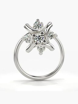 Valanova - Hallmarked 18K White Gold and Certified Lab Grown Diamond 0.05cts Nose Ring (M)