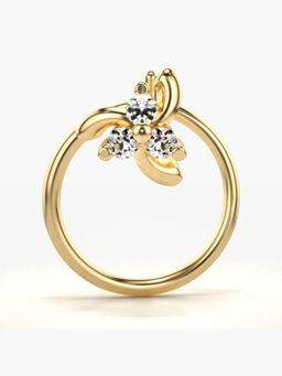 Valanova - Hallmarked 18K Yellow Gold and Certified Lab Grown Diamond 0.03cts Nose Ring (M)
