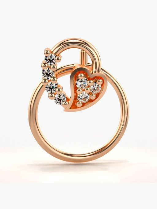Valanova Hallmarked 18K Rose Gold and Certified Lab Grown Diamond 0.04cts Nose Ring (M)