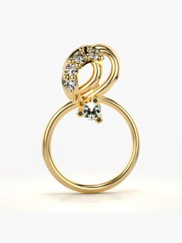 Valanova - Hallmarked 14K Yellow Gold and Certified Lab Grown Diamond 0.04cts Nose Ring (M)