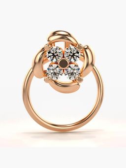 Valanova - Hallmarked 14K Rose Gold and Certified Lab Grown Diamond 0.08cts Nose Ring (M)