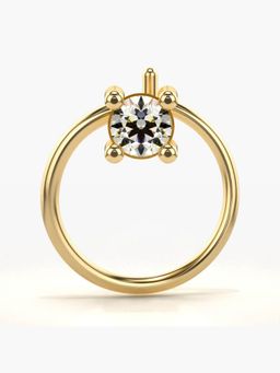 Valanova - Hallmarked 18K Yellow Gold and Certified Lab Grown Diamond 0.07cts Nose Ring (M)