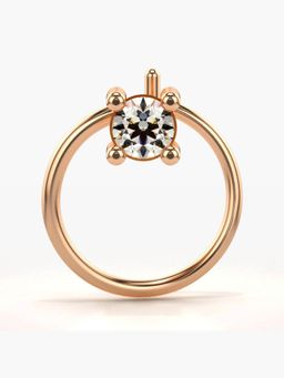 Valanova - Hallmarked 18K Rose Gold and Certified Lab Grown Diamond 0.07cts Nose Ring (M)
