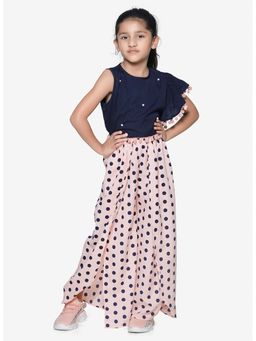 Lilpicks - Ruffle Top With Polka Tulip Palazzo Pant Set
