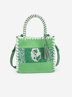 ABELARDO DE MODA - Aries Green Hand Woven Hand Bag (L)