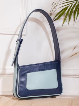 ABELARDO DE MODA - Garden part Blue Leather Hand Bag (M)