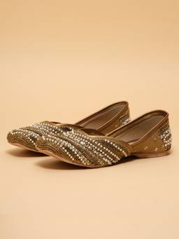 ERIDANI - Izara Antique Embellished Closed Toe Jutties for Women
