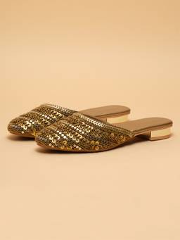 ERIDANI - Noori Antique Embellished Closed Toe Mules for Women