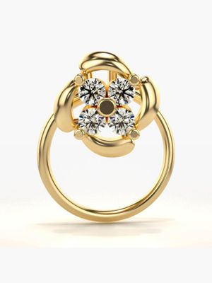 Valanova Hallmarked 18K Yellow Gold and Certified Lab Grown Diamond 0.08cts Nose Ring (M) styled with Rare Rabbit Auxfo Primary Orange Solid Shirt
