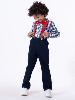 Hopscotch - Boys Multi Coloured Checkered Shirt and Pant Set