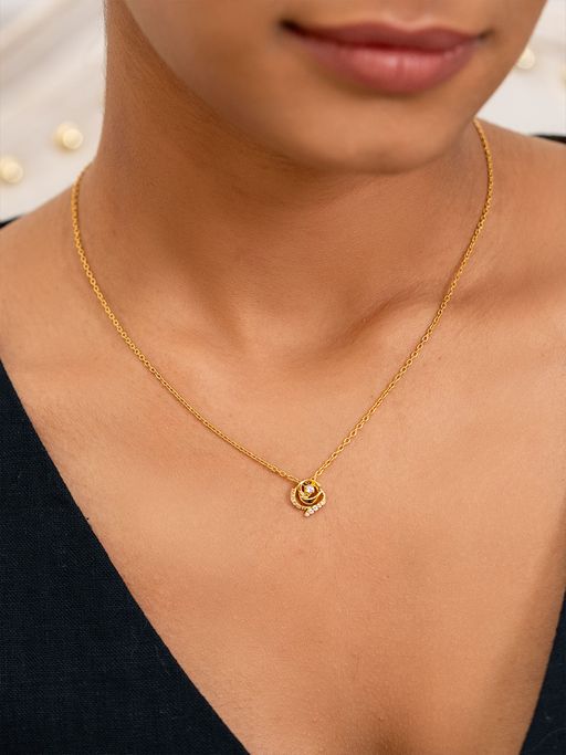Shaya by CaratLane 925 Silver Shaya by CaratLane Kiss from a Rose Necklace in Gold Plated
