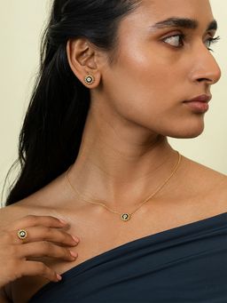 Shaya by CaratLane - Urja Evil Eye Earrings & Necklace Matching crafted in Gold Plated
