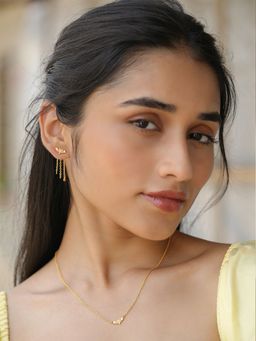 Shaya by CaratLane - Stars Aligned Earrings & Necklace Matching crafted in Gold Plated