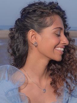 Shaya by CaratLane - A Quiet Dawn Earrings & Necklace Matching crafted in 925 Silver