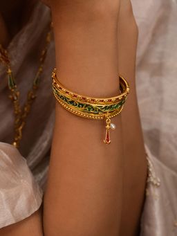Shaya by CaratLane - Sagai Shor Bangles in Gold Plated 925 Silver (Pack of 3)