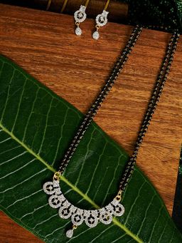 Jewels Galaxy - Stunning Ad Studded Gold Plated Elegant Mangalsutra For Women