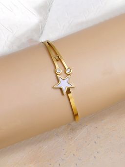 Jewels Galaxy - Gold Plated Stainless Steel Star Themed Anti Tarnish Bangle Style Bracelet