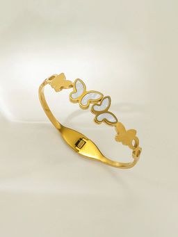 Jewels Galaxy - Gold Plated Stainless Steel Butterfly Themed Anti Tarnish Bangle Style Bracelet