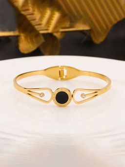 Jewels Galaxy - Gold Plated Stainless Steel Roman Numerals Anti Tarnish Geometric Bracelet