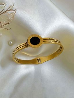 Jewels Galaxy - Gold Plated Stainless Steel Roman Numerals Anti Tarnish Geometric Bracelet