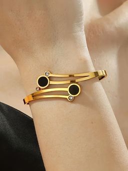 Jewels Galaxy - Gold Plated Stainless Steel Contemporary Anti Tarnish Geometric Bracelet