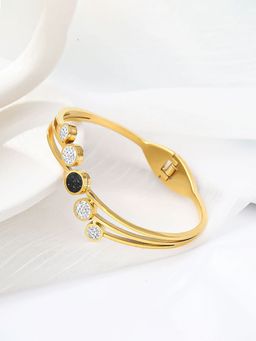 Jewels Galaxy - Gold Plated Stainless Steel Contemporary Anti Tarnish Geometric Bracelet