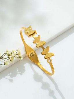 Jewels Galaxy - Gold Plated Stainless Steel Butterfly Themed Anti Tarnish Bangle Style Bracelet