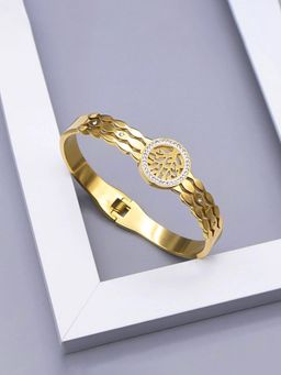 Jewels Galaxy - Gold Plated Stainless Steel Contemporary Anti Tarnish Geometric Bracelet