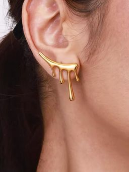 Jewels Galaxy - Gold Plated Stainless Steel Anti Tarnish Irregular Drop Earrings