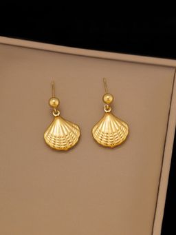 Jewels Galaxy - Gold Plated Stainless Steel Anti Tarnish Shell Themed Drop Earrings