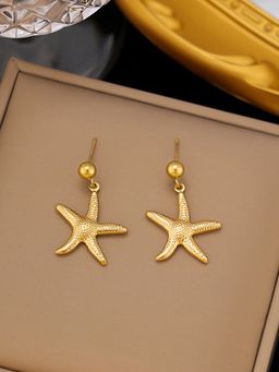Jewels Galaxy - Gold Plated Stainless Steel Anti Tarnish Star Themed Drop Earrings