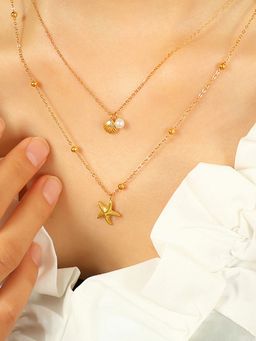 Jewels Galaxy - Gold Plated Anti Tarnish Stainless Steel Star Themed Necklace