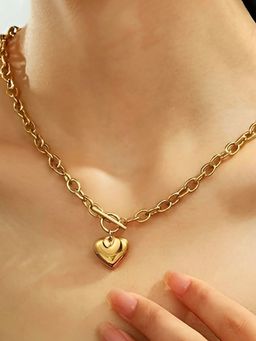 Jewels Galaxy - Gold Plated Anti Tarnish Stainless Steel Heart Themed Necklace